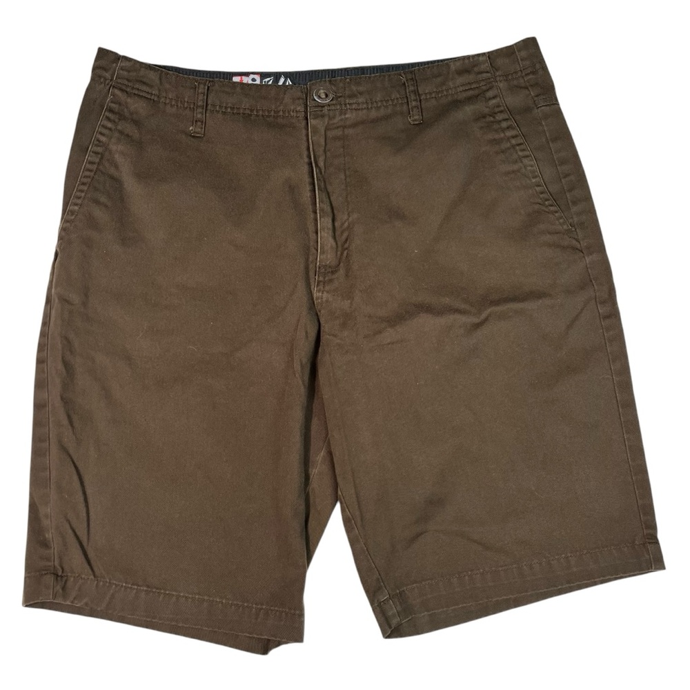 Volcom Vintage Y2K Mens Straight Leg Chino Patch Logo Shorts 36 Skater Grunge